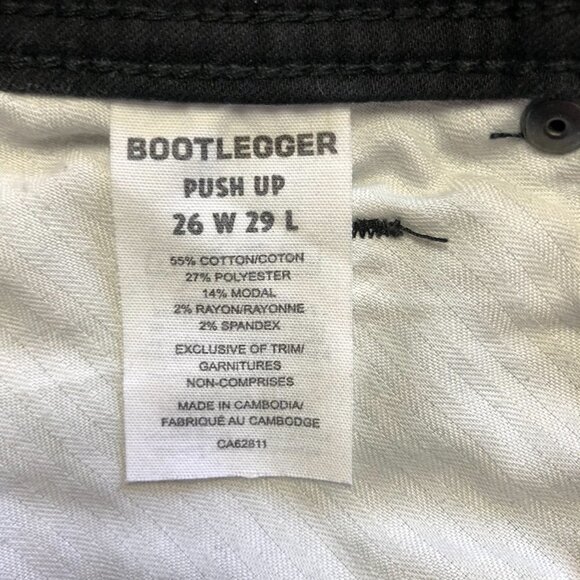 Bootlegger Black Push Up High Rise Double Button Skinny Jeans Size 26 - Picture 7 of 13
